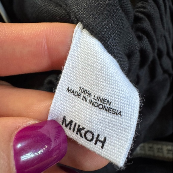 Mikoh black linen maxi skirt pull on elastic waist side slits 2 medium new - Picture 3 of 15